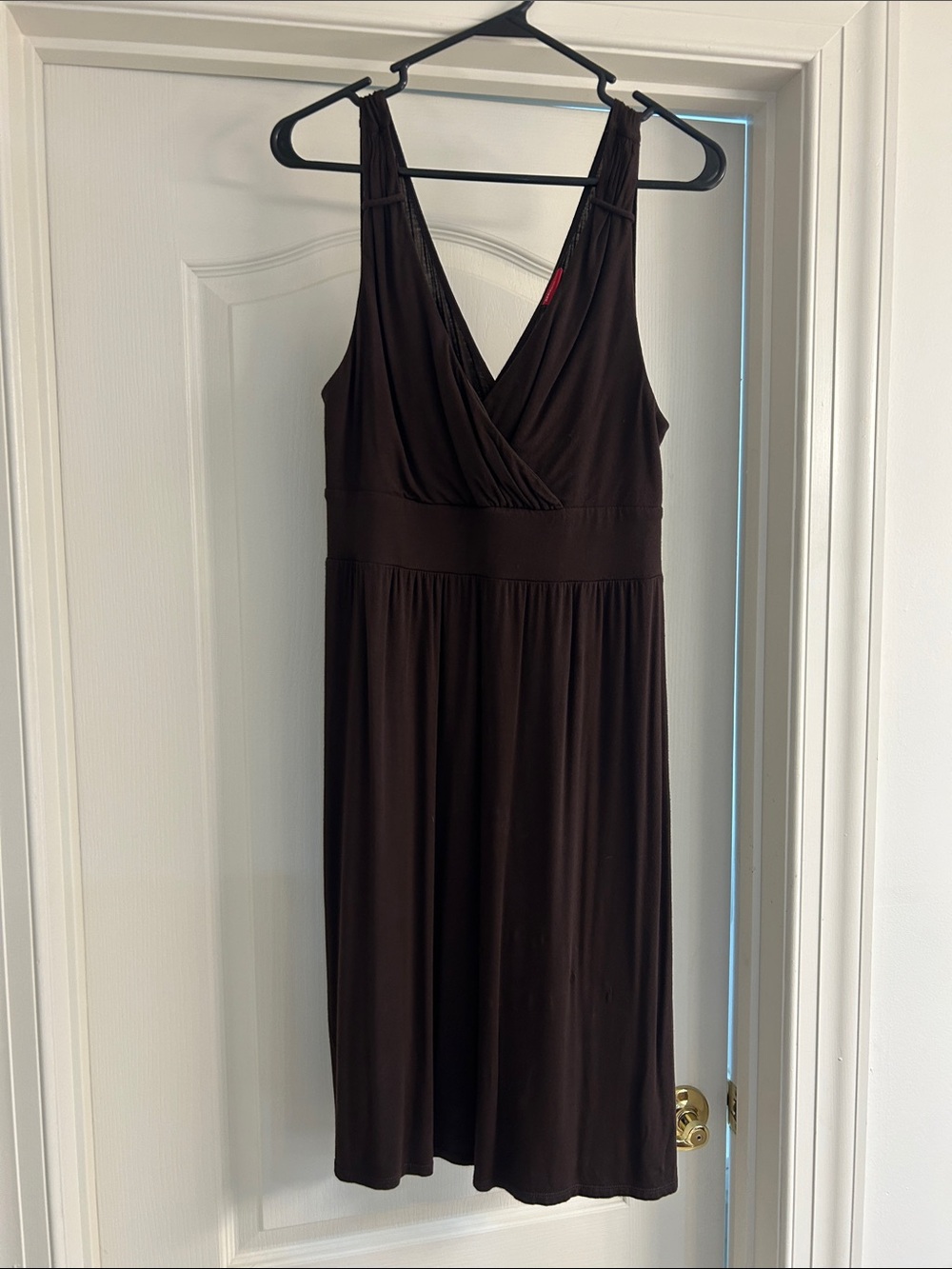 Sleeveless V-Neck Brown Knee length Dress